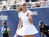 Johanna Konta of Great Britain celebrates her win over Shuai Zhang of China in the third round on day five of the 2019 U.S. Open tennis tournament at USTA Billie Jean King National Tennis Center on August 30, 2019