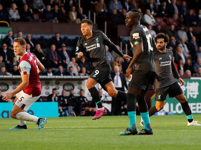  Liverpool's Roberto Firmino scores their third goal on August 31, 2019