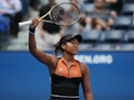 Naomi Osaka of Japan celebrates match point against Anna Blinkova of Russia in a first round match on day two of the 2019 U.S. Open tennis tournament at USTA Billie Jean King National Tennis Center on August 27, 2019