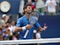 Novak Djokovic of Serbia celebrates match point against Roberto Carballes Baena of Spain in a first round match on day one of the 2019 U.S. Open tennis tournament at USTA Billie Jean King National Tennis Center on August 26, 2019