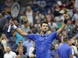 Novak Djokovic of Serbia celebrates match point against Denis Kudla of the United States in a third round match on day five of the 2019 U.S. Open tennis tournament at USTA Billie Jean King National Tennis Center on August 31, 2019