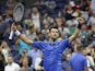 Novak Djokovic of Serbia celebrates match point against Denis Kudla of the United States in a third round match on day five of the 2019 U.S. Open tennis tournament at USTA Billie Jean King National Tennis Center on August 31, 2019