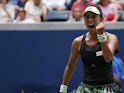 Qiang Wang of China reacts against Ashleigh Barty of Australia (not pictured) in the fourth round on day seven of the 2019 US Open tennis tournament at USTA Billie Jean King National Tennis Center on September 1, 2019