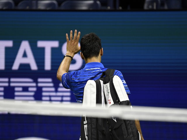 Novak Djokovic of Serbia retires in the fourth-round match against Stan Wawrinka of Switzerland on day seven of the 2019 US Open tennis tournament at USTA Billie Jean King National Tennis Center on September 1, 2019