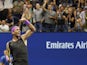 afael Nadal of Spain celebrates after match point against Marin Cilic of Croatia (not pictured) in the fourth round on day eight of the 2019 US Open tennis tournament at USTA Billie Jean King National Tennis Center on September 2, 2019.