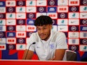 Tyrone Mings pictured in an England press conference on September 4, 2019