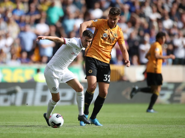Jorginho and Leander Dendoncker compete for the ball as Wolverhampton Wanderers face Chelsea on September 14, 2019.