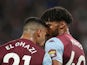 Aston Villa's Anwar El Ghazi and Tyrone Mings clash during the match on September 17, 2019