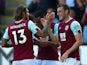 Chris Wood celebrates scoring his second for Burnley with Jeff Hendrick on September 21, 2019
