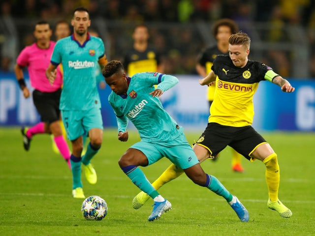 Barcelona's Ansu Fati attempts to keep possession against Borussia Dortmund in the Champions League on September 17, 2019.