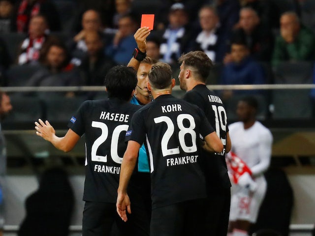 Dominik Kohr is shown a red card by referee Davide Massa on September 19, 2019