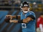 Jacksonville Jaguars quarterback Gardner Minshew (15) throws a pass during the first quarter against the Tennessee Titans at TIAA Bank Field on September 20, 2019