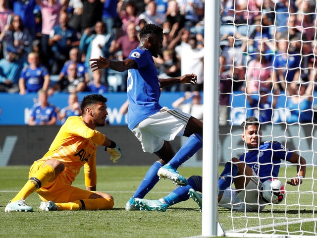 Leicester City's Wilfred Ndidi has goal disallowed against Tottenham Hotspur in Premier League on September 21, 2019.