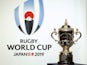 A general shot of the Rugby World Cup trophy ahead of the 2019 tournament