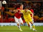 Manchester United's Phil Jones in action with Astana's Roman Murtazayev in the Europa League on September 19, 2019