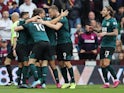 Burnley players celebrate a late equaliser on September 28, 2019