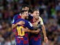 Barcelona celebrate Arthur's goal against Villarreal in La Liga on September 24, 2019.