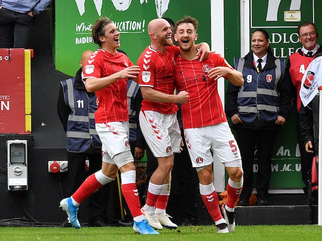 Macauley Bonne celebrates scoring for Charlton on September 28, 2019