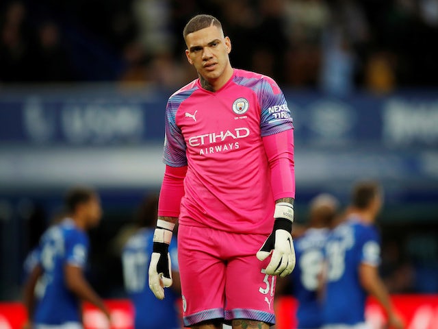 Ederson in action for Manchester City on September 28, 2019