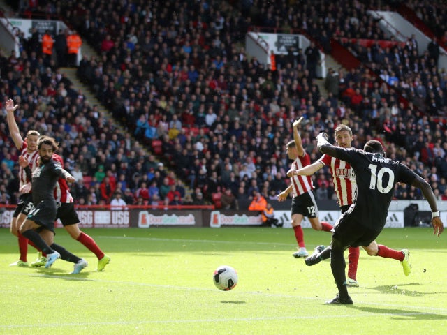 Liverpool's Sadio Mane misses a close-range chance against Sheffield United in the Premier League on September 28, 2019.