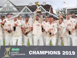 Essex celebrate winning the County Championship on September 26, 2019