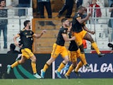 Wolverhampton Wanderers' Willy Boly celebrates scoring their first goal against Besiktas on October 3, 2019
