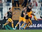 Wolverhampton Wanderers' Willy Boly celebrates scoring their first goal against Besiktas on October 3, 2019