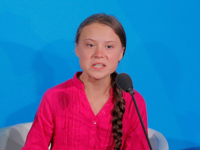 Greta Thunberg gives a speech on September 23, 2019