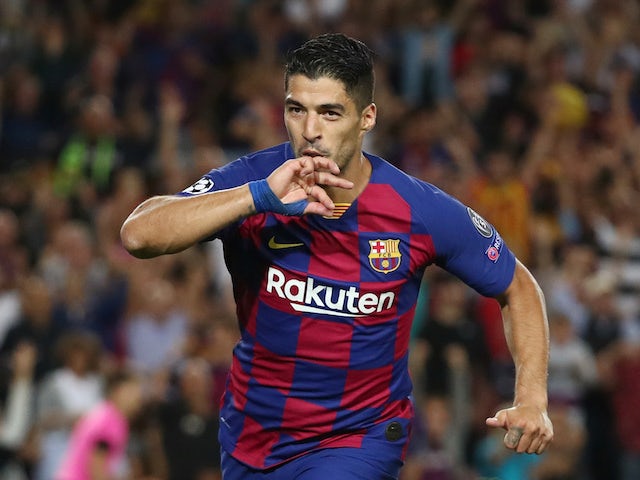Luis Suarez celebrates scoring for Barcelona on October 2, 2019