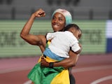 Shelly-Ann Fraser-Pryce poses with her son on September 29, 2019