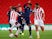 Stoke City's Badou Ndiaye and Cameron Carter-Vickers in action with Huddersfield Town's Steve Mounie on October 1, 2019