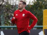 Aaron Ramsey in action during a Wales training session on October 9, 2019