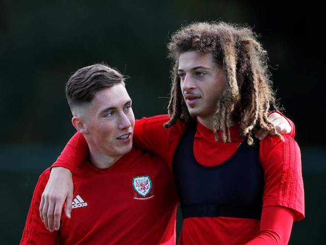 Wales' Harry Wilson and Ethan Ampadu during training on October 9, 2019