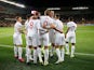 England players celebrate Harry Kane's goal against Czech Republic in their Euro 2020 qualifier on October 11, 2019