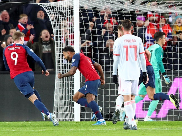 Joshua King scores for Norway on October 12, 2019