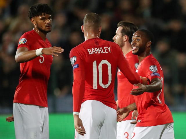 Ross Barkley celebrates scoring for England in their Euro 2020 qualifier against Bulgaria on October 14, 2019