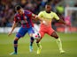 Manchester City's Raheem Sterling in action with Crystal Palace's Joel Ward on October 19, 2019