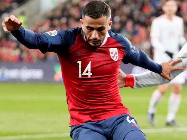 Omar Elabdellaoui in action for Norway on October 12, 2019