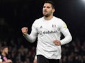 Aleksandar Mitrovic celebrates scoring a hat-trick for Fulham on October 23, 2019