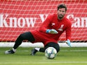 Alisson during a Liverpool training session on October 22, 2019