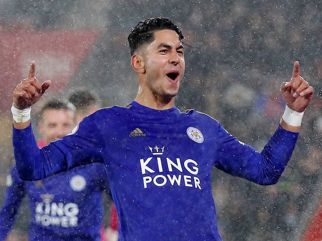 Ayoze Perez celebrates scoring for Leicester City on October 25, 2019