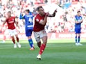Bristol City's Andreas Weimann celebrates scoring their first goal on October 27, 2019