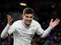 Chelsea's Christian Pulisic celebrates scoring their third goal to complete his hat-trick on October 26, 2019