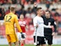 Fulham's Marek Rodak is shown a red card by the referee on October 26, 2019