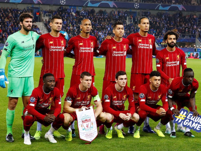 The Liverpool starting XI line up before the game on October 23, 2019