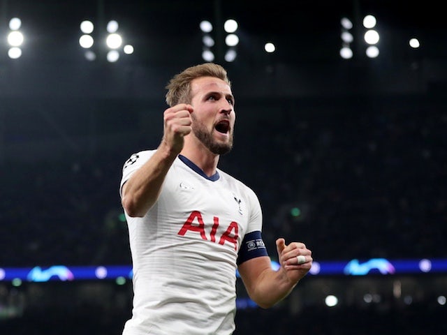 Tottenham Hotspur's Harry Kane celebrates scoring their fifth goal on October 22, 2019