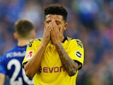 Jadon Sancho reacts to his miss for Borussia Dortmund on October 26, 2019