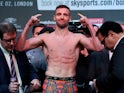 Josh Taylor appears at the weigh-in on October 25, 2019