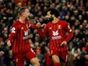 Liverpool's Mohamed Salah celebrates scoring against Tottenham Hotspur in the Premier League on October 27, 2019