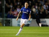 Lucas Digne celebrates scoring for Everton in the EFL Cup on August 28, 2019